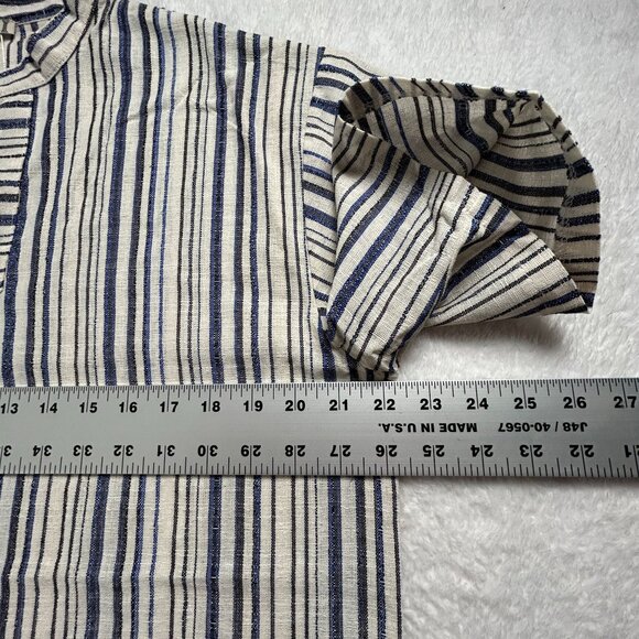 Vintage Esthar Greece Mens Blue Striped Henley Pullover Shirt Medium Cotton New - Picture 6 of 7
